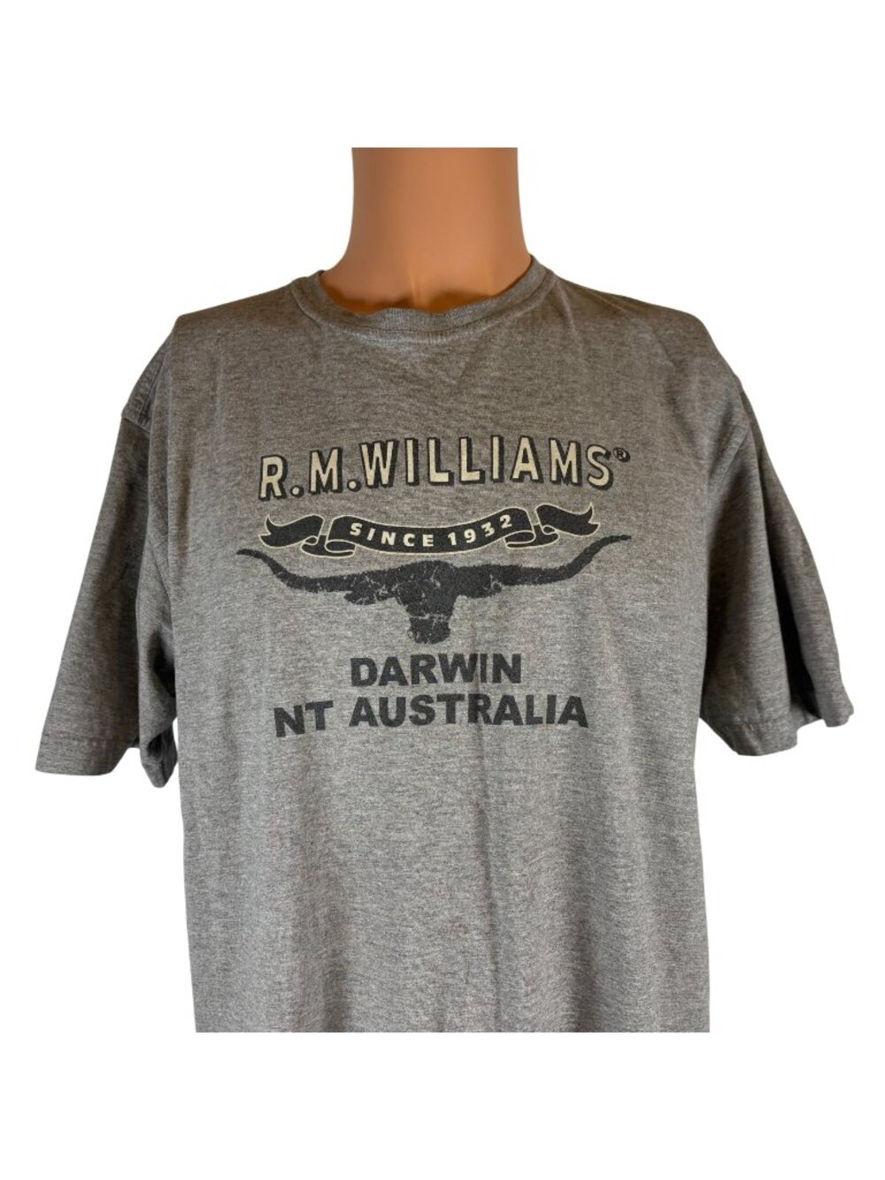 RM Williams T Shirt Mens Size L Gray Darwin Australia
